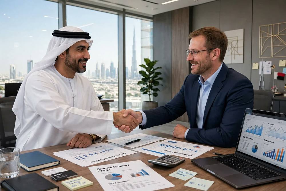 Corporate tax readiness discussion with a finance consultant in Dubai