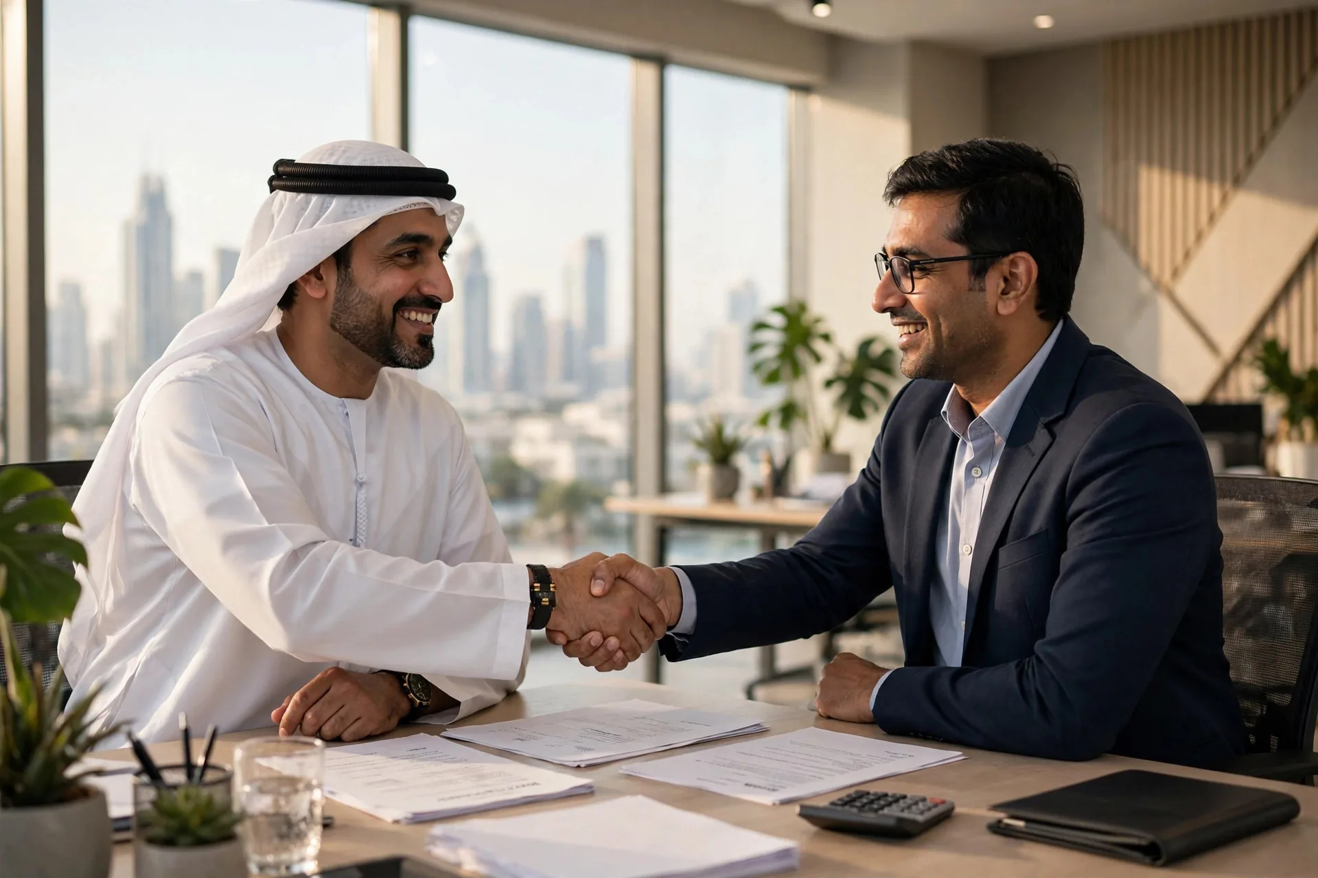 Businessman finalising a UAE VAT refund claim with an accountant