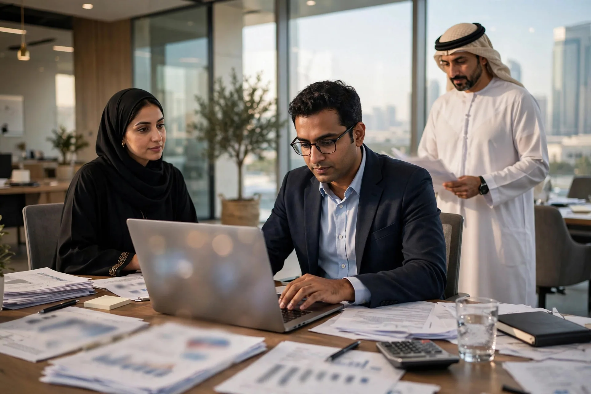 Preparing a quarterly UAE VAT return — reconciling output and input VAT